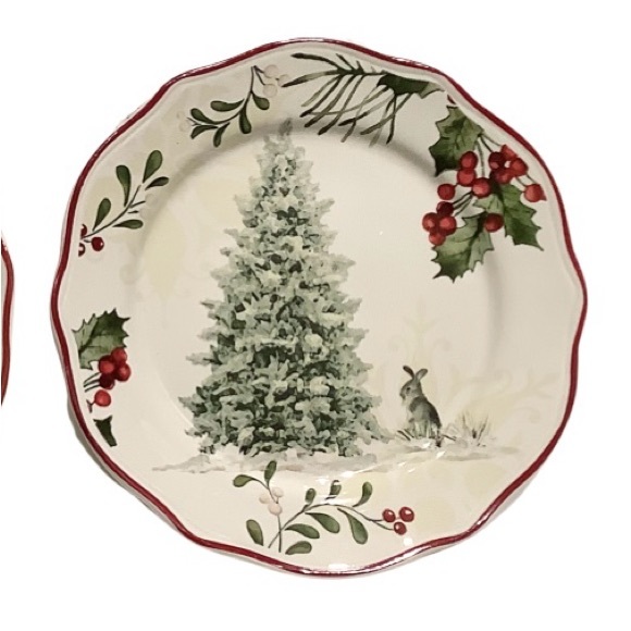 Better Homes & Garden 2 Heritage Winter Tree Salad Dessert Plates - Picture 2 of 3